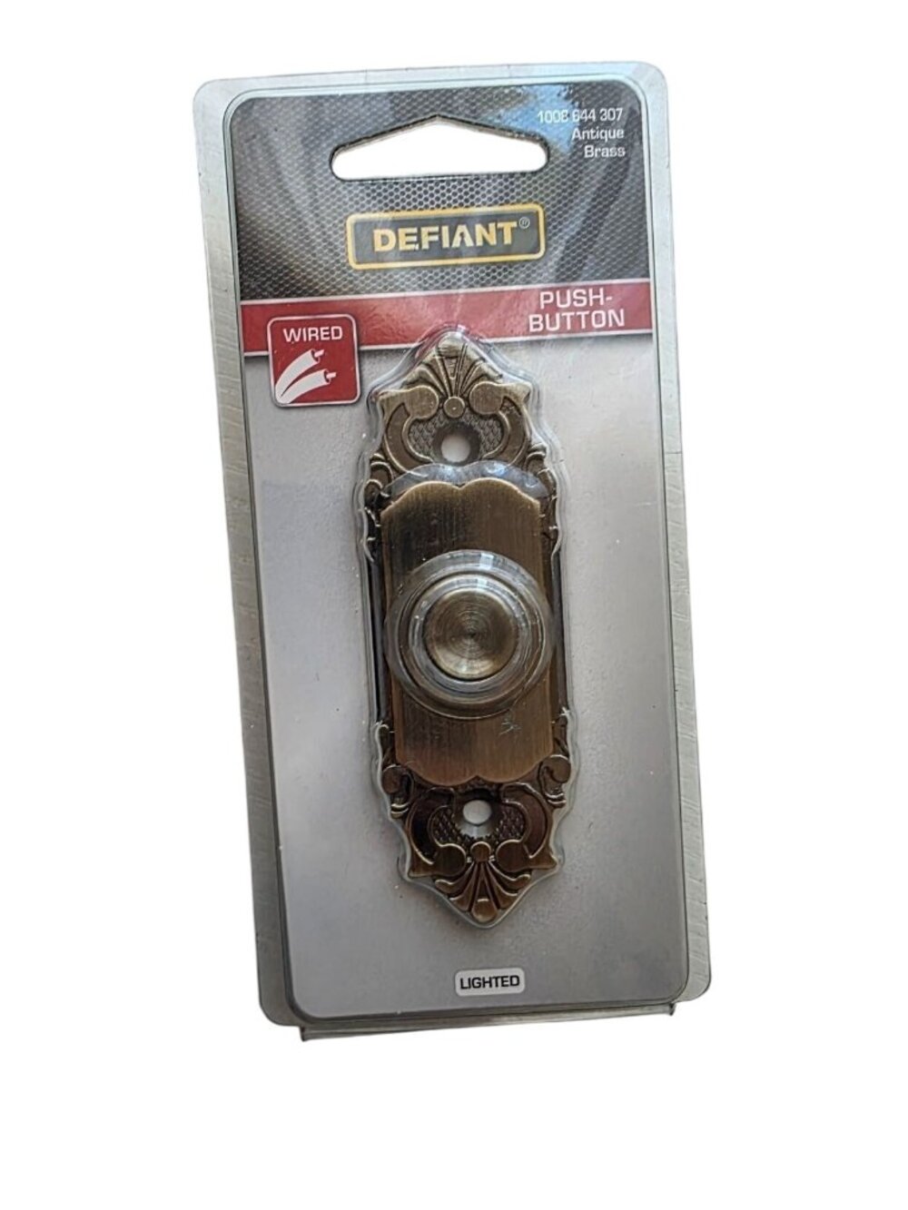 NEW Defiant Wired Lighted Doorbell in Antique Brass